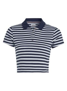 Polo Tommy Jeans Crop Stripe Marino para Mujer