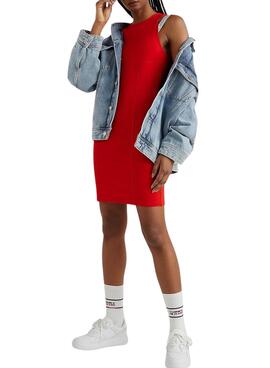 Vestido Tommy Jeans Logo Taping Strap Rojo Mujer