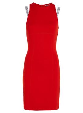 Vestido Tommy Jeans Logo Taping Strap Rojo Mujer