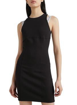 Vestido Tommy Jeans Logo Taping Negro Para Mujer