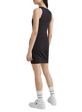 Vestido Tommy Jeans Logo Taping Negro Para Mujer