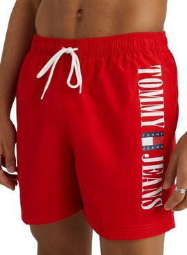 Bañador Tommy Jeans Drawstring Rojo para Hombre