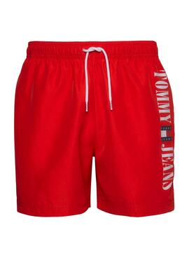 Bañador Tommy Jeans Drawstring Rojo para Hombre