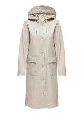 Chubasquero Only Rene Hood Long beige Mujer