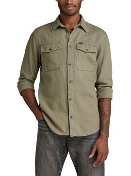 Camisa G-Star Marine Slim Verde Para Hombre