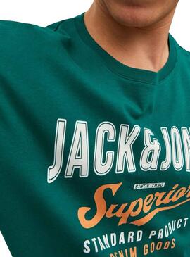 Camiseta Jack And Jones Logo Tee Verde Hombre