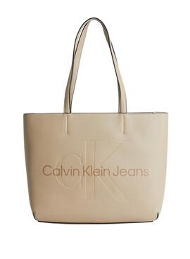 Bolso Calvin Klein Sculpted Beige para Mujer