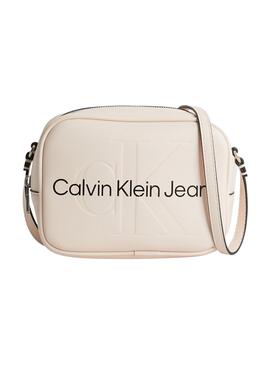 Bolso Calvin Klein Sculpted Logo Beige para Mujer