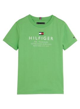 Camiseta Tommy Hilfiger Logo Verde para Niño