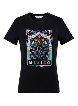 Camiseta Naf Naf Mexico Negra Para Mujer