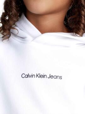 Sudadera Calvin Klein Logo Boxy Blanco para Niña