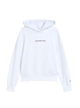 Sudadera Calvin Klein Logo Boxy Blanco para Niña