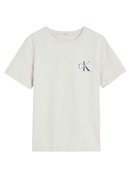 Camiseta Calvin Klein Chest Monogram Beige Niña
