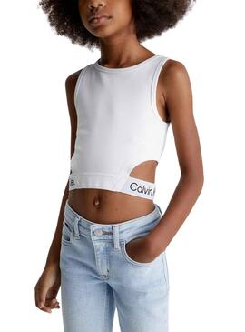Top Calvin Klein Logo Tape Blanco para Niña