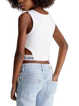 Top Calvin Klein Logo Tape Blanco para Niña