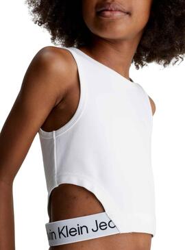 Top Calvin Klein Logo Tape Blanco para Niña