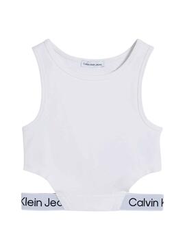 Top Calvin Klein Logo Tape Blanco para Niña