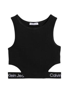 Top Calvin Klein Logo Tape Negro para Niña