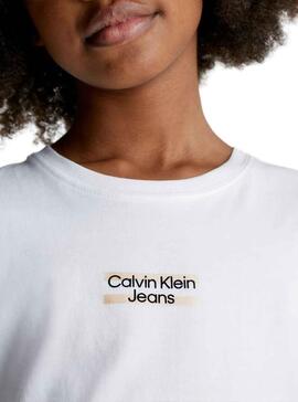 Camiseta Calvin Klein Hero Logo Blanco para Niña