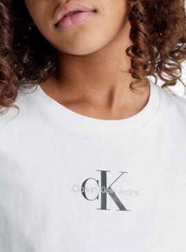 Camiseta Calvin Klein Micro Monogram Blanco Niña