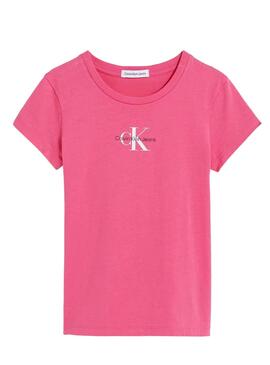 Camiseta Calvin Klein Micro Monogram Rosa Niña