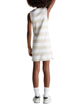 Vestido Calvin Klein Rib Rayas Beige para Niña