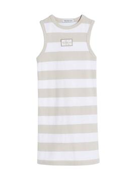 Vestido Calvin Klein Rib Rayas Beige para Niña