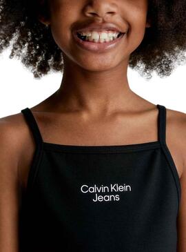 Vestido Calvin Klein Stack Logo Negro para Niña