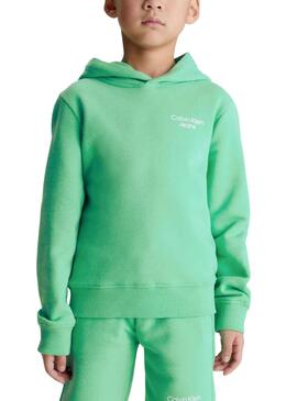 Sudadera Calvin Klein Stack Logo Verde para Niño