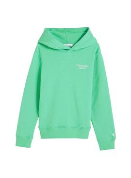 Sudadera Calvin Klein Stack Logo Verde para Niño