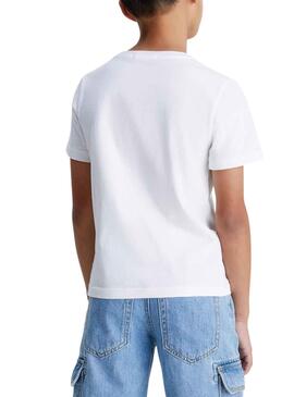 Camiseta Calvin Klein Stack Logo Blanco para Niño