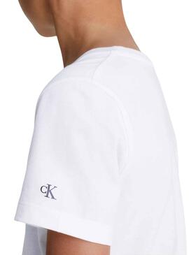 Camiseta Calvin Klein Stack Logo Blanco para Niño