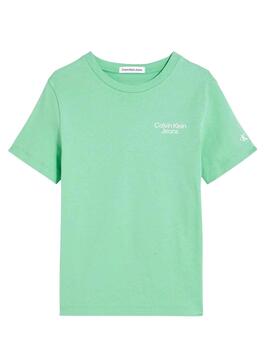 Camiseta Calvin Klein Stack Logo Verde para Niño