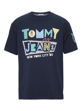 Camiseta Tommy Jeans Retro Geo Azul Hombre