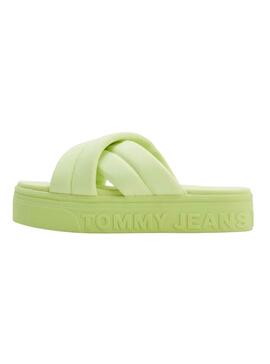 Sandalias Tommy Jeans Ribbon Verde para Mujer