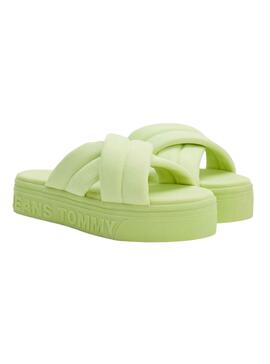 Sandalias Tommy Jeans Ribbon Verde para Mujer