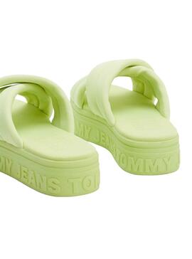 Sandalias Tommy Jeans Ribbon Verde para Mujer