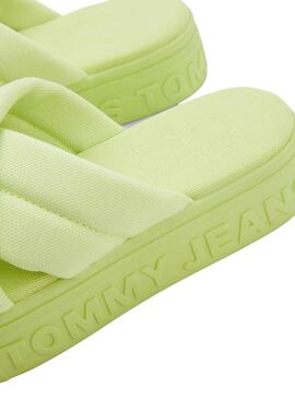 Sandalias Tommy Jeans Ribbon Verde para Mujer