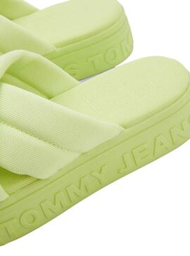 Sandalias Tommy Jeans Ribbon Verde para Mujer