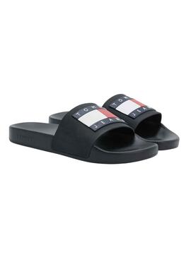 Chanclas Tommy Jeans Flag Pool Negro para Mujer