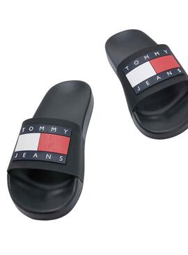 Chanclas Tommy Jeans Flag Pool Negro para Mujer