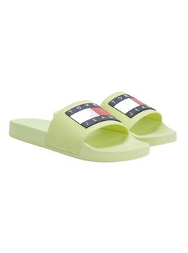 Chanclas Tommy Jeans Flag Pool Verde para Mujer