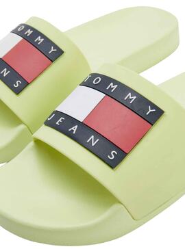 Chanclas Tommy Jeans Flag Pool Verde para Mujer