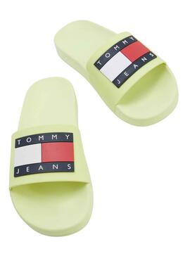 Chanclas Tommy Jeans Flag Pool Verde para Mujer