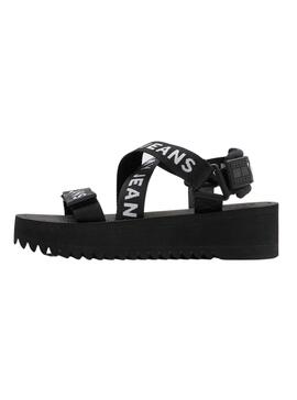 Sandalias Tommy Jeans Logo Negro para Mujer