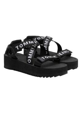 Sandalias Tommy Jeans Logo Negro para Mujer