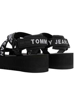 Sandalias Tommy Jeans Logo Negro para Mujer