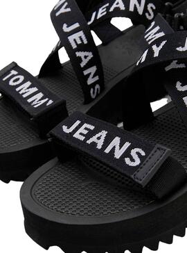 Sandalias Tommy Jeans Logo Negro para Mujer