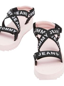 Sandalias Tommy Jeans Logo Rosa para Mujer