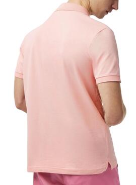 Polo Lacoste Chamise Col Bord Rosa para Hombre